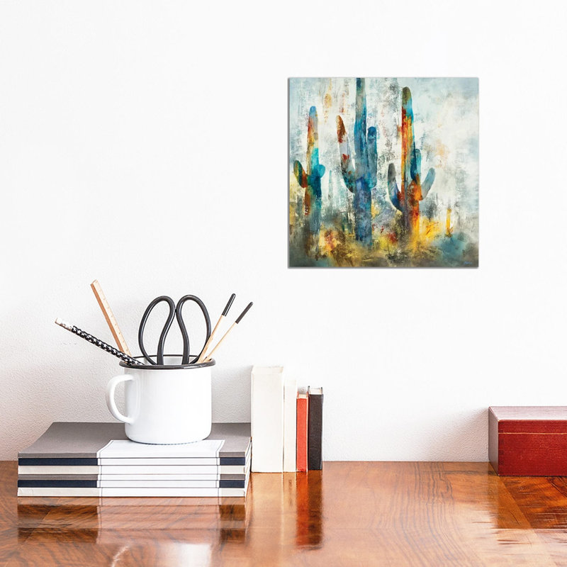 «Saguaro Forest» encadré par Scott Brems, H 12 po x l 12 po x P 1,5 po, Toile tendue, Non