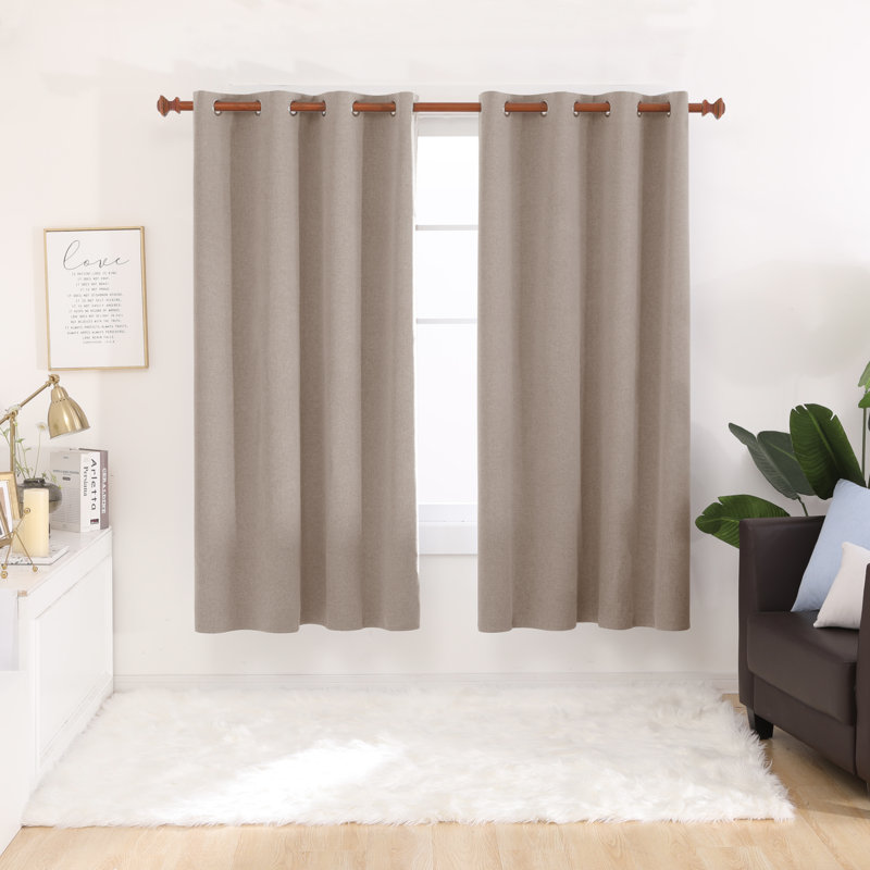 Riey Blackout Curtain Panel Pair, 52" W x 72" L, Khaki