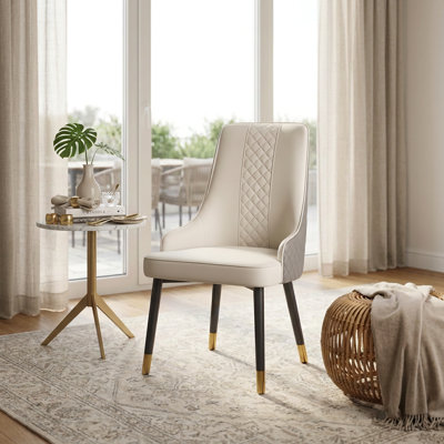 Chaise de salle à manger rembourrée en similicuir avec pieds en métal (ensemble de 2)