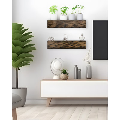 Emerald Lee 2 Piece Oak Solid Wood Floating Shelf