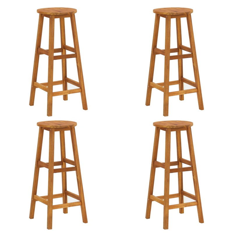 Ensemble de 2 tabourets de bar vidaXL, en bois d'acacia massif, de style campagnard rustique, avec chaises à hauteur de comptoir pour îlot de cuisine, intérieur et extérieur, 13,4 x 13,4 x 29,9 pouces