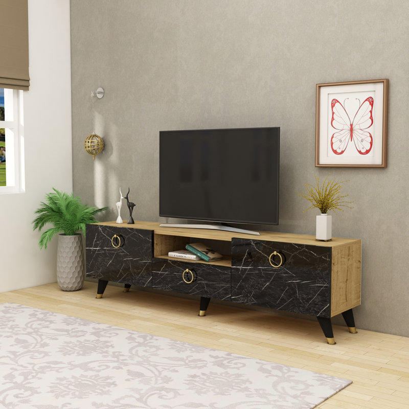 TV Stand And Media Console with Storage Suny, Oak/Black