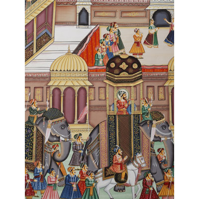 Procession moghole | Aquarelle sur soie | Aquarelle sur soie