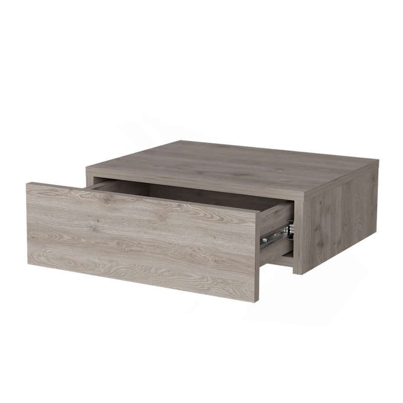Table de chevet flottante murale gris clair, Gris clair, Wood