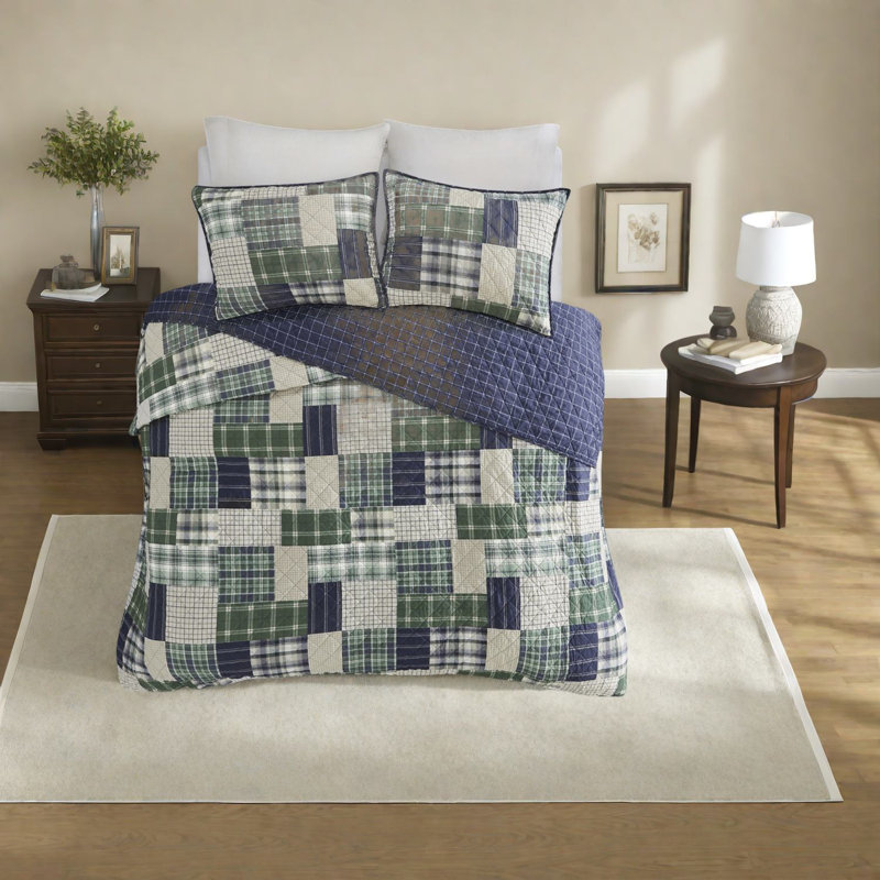 Comfortable Microfiber Bedding Sets Green Navy Rustic Bedroom Decor