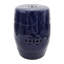 Tabouret demi-tonneau en céramique avec découpes bleu cobalt D13x18