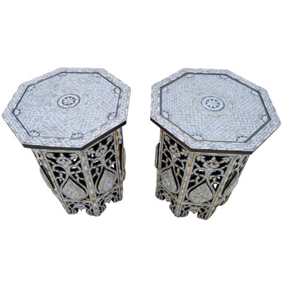 Andalusian Glass Tray Top End Table Set