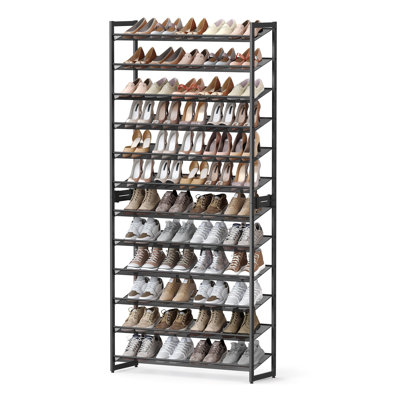 12 Tier Metal Shoe Rack, with Adjustable Flat or Angled Shelves, Set of 2, 6-Tier Stackable Shelf