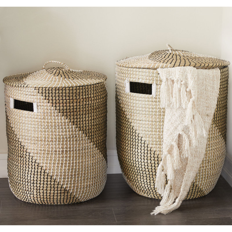Panier à linge en osier avec poignées