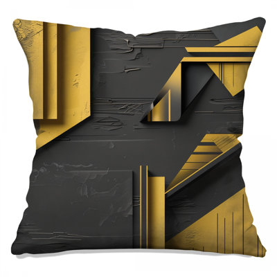 Coussins décoratifs jaunes et noirs à géométrie double face