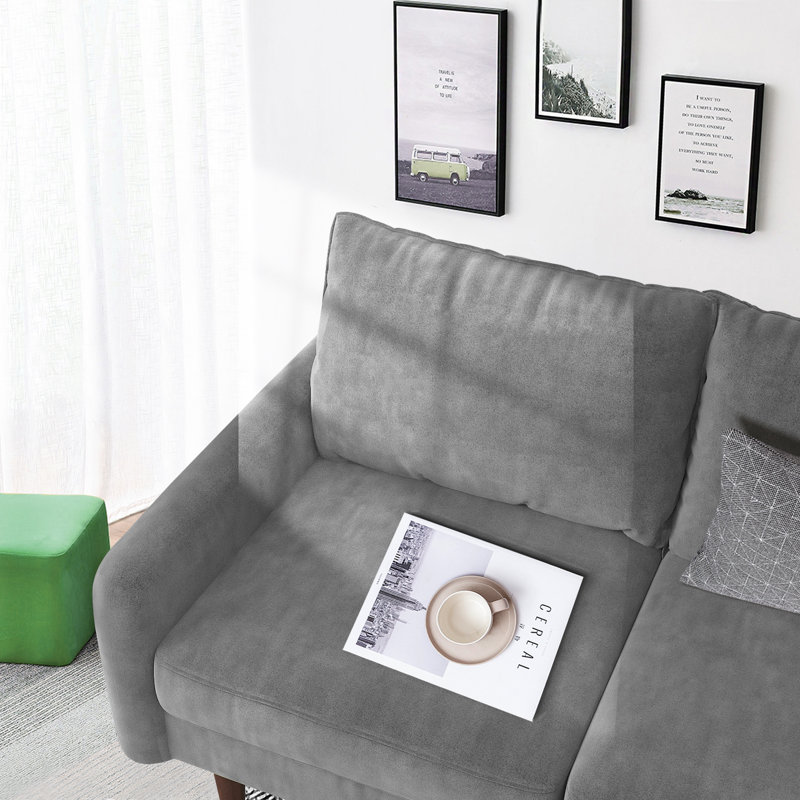 Causeuse Marick, Velours gris velours, H 33,1 po x l 56,3 po x P 31,1 po