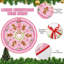 Jupe de sapin de Noël rose en forme de pain d'épices, couronne verte et flocons de neige, décoration rustique pour les fêtes