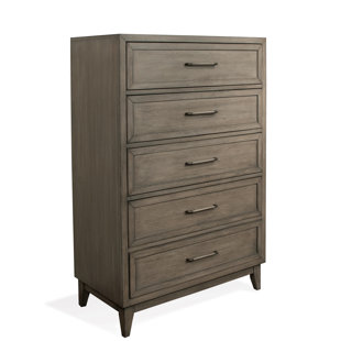 Furniture of America Acres Solid Wood 5-Drawer Chest, Natural Tone