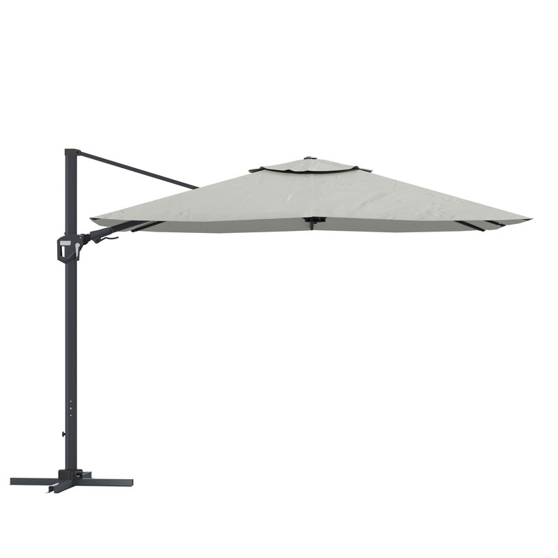 Aleksandrs 130'' Outdoor Square Cantilever Umbrella, Gray