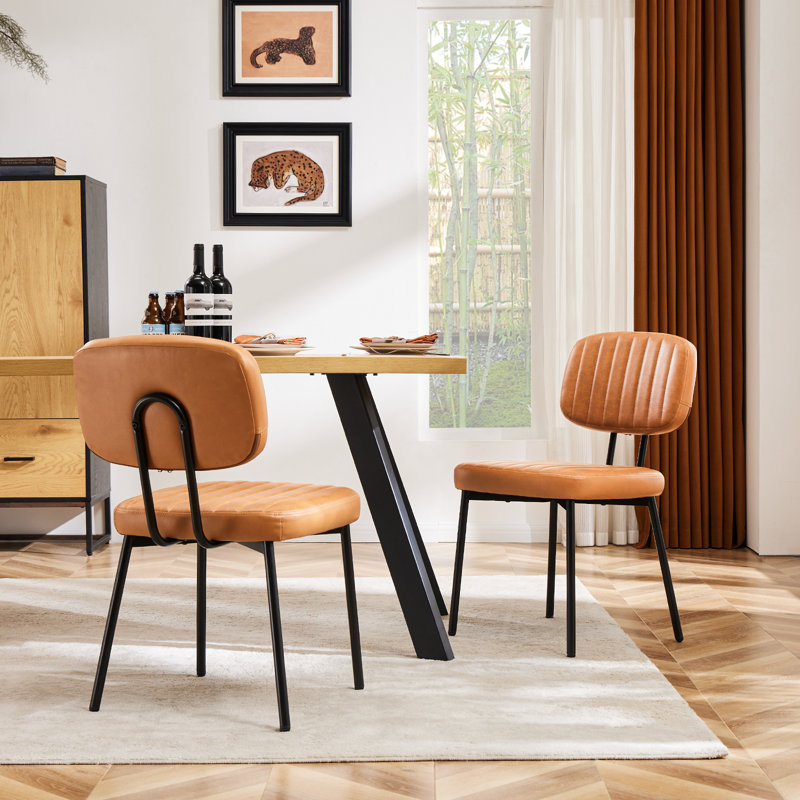 Chaise d'appoint rembourrée moderne en cuir de polyuréthane (ensemble de 6), Brun