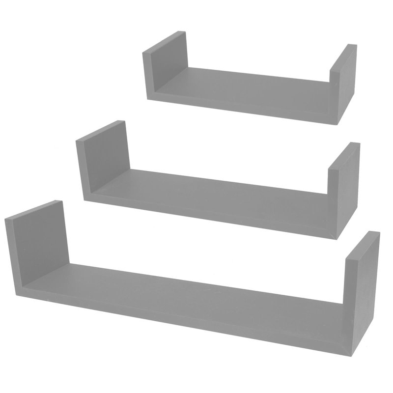 Dreshawn 3 Piece Floating Shelf, Grey