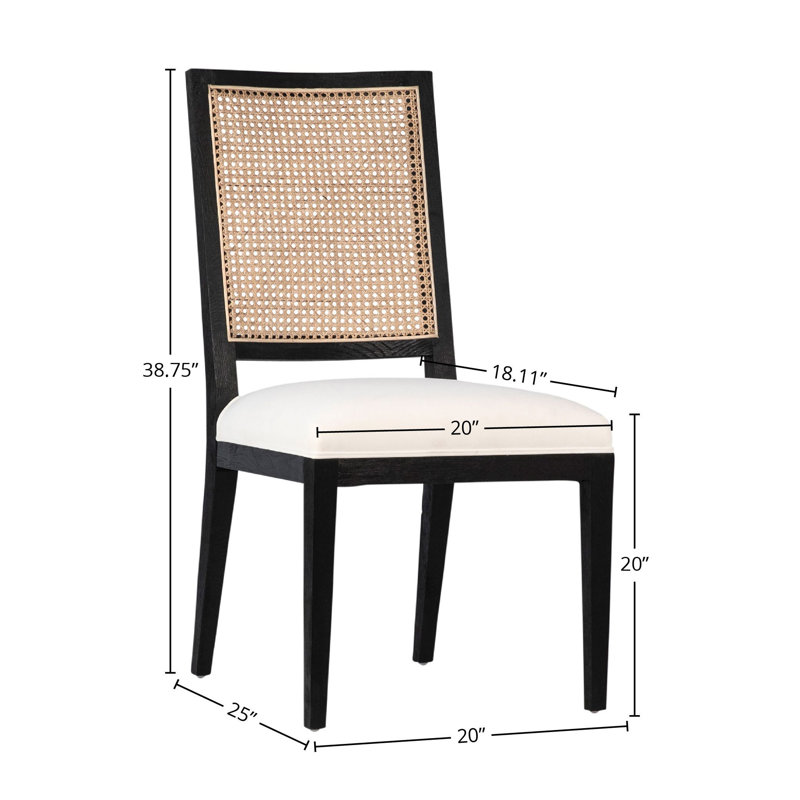 Norton Oak with Rattan Upholstered Dining Chair (Set of 2), Black