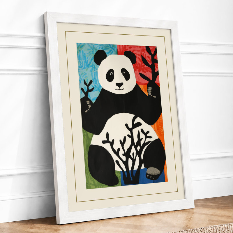 Serene Panda Garden Boho - Framed Print, A4 - 29.7 x 21.0 cm, White