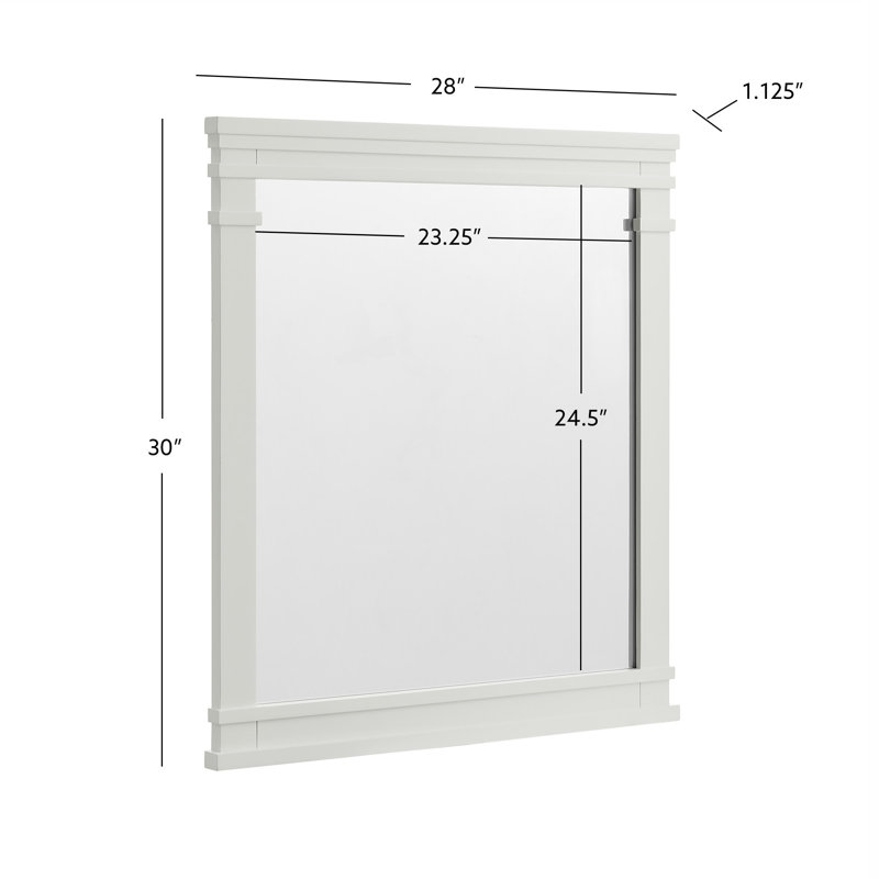 Lankford Wood Mirror, 28 x 1.25 x 30, White