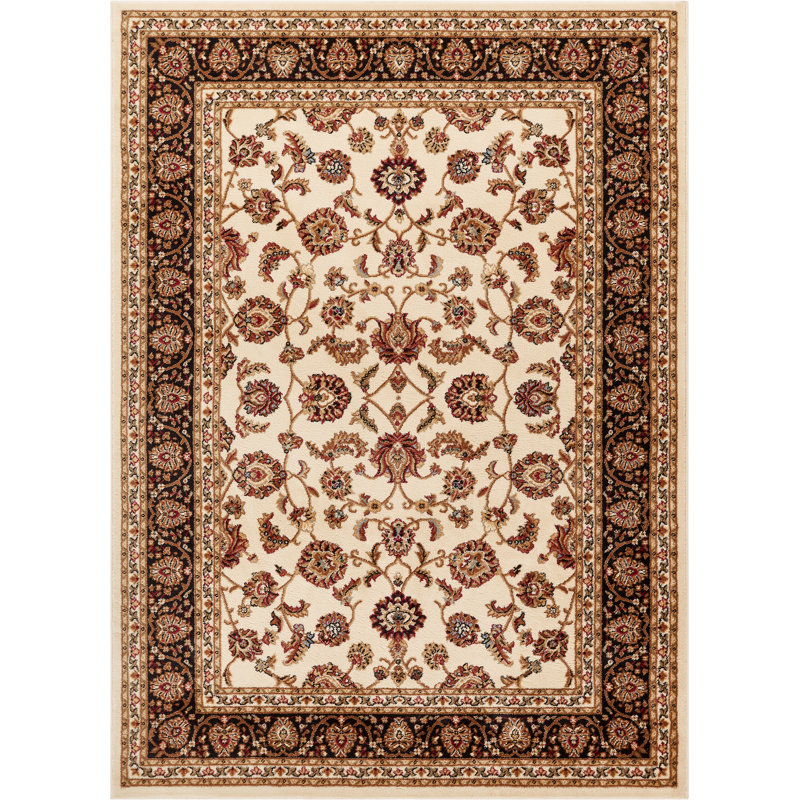 Zuehlke Sarouk Ivory Traditional Rug, Rectangle 9'3" x 12'6"
