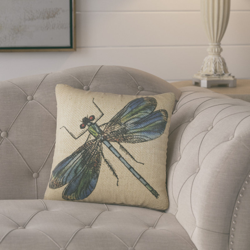 Dragonfly Jute / Sisal Reversible Throw Pillow