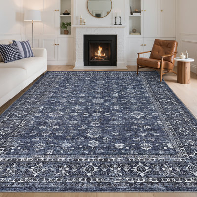 Tapis de chambre à coucher à motif floral lavable 8 x 10 po Vintage