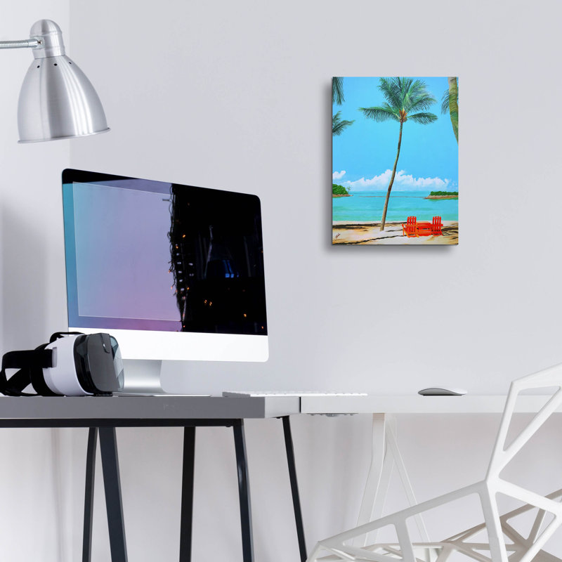 Art mural en verre épique «Dreaming Of Palm Trees» par John Jaster, 12 po x 16 po, H 16 po x l 12 po