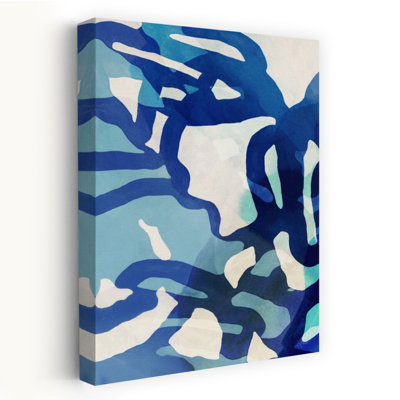 «Flowing Waves Of Blue Motion II», art mural contemporain abstrait