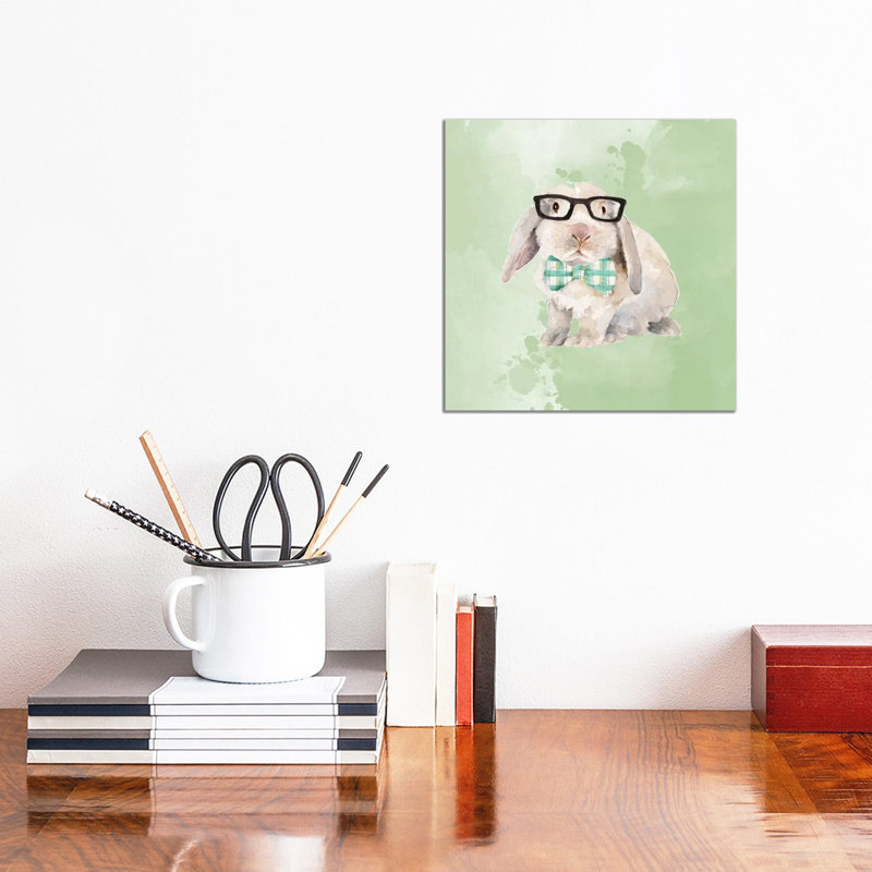 Dapper Bunny On Watercolor by Lanie Loreth - Wrapped Canvas Painting, 30.48 cm H x 30.48 cm W