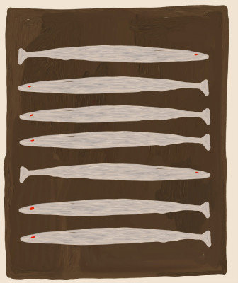 Seven White Fish Pattern by Josie George — Animal Wall Art, Size, Format, Frame Color