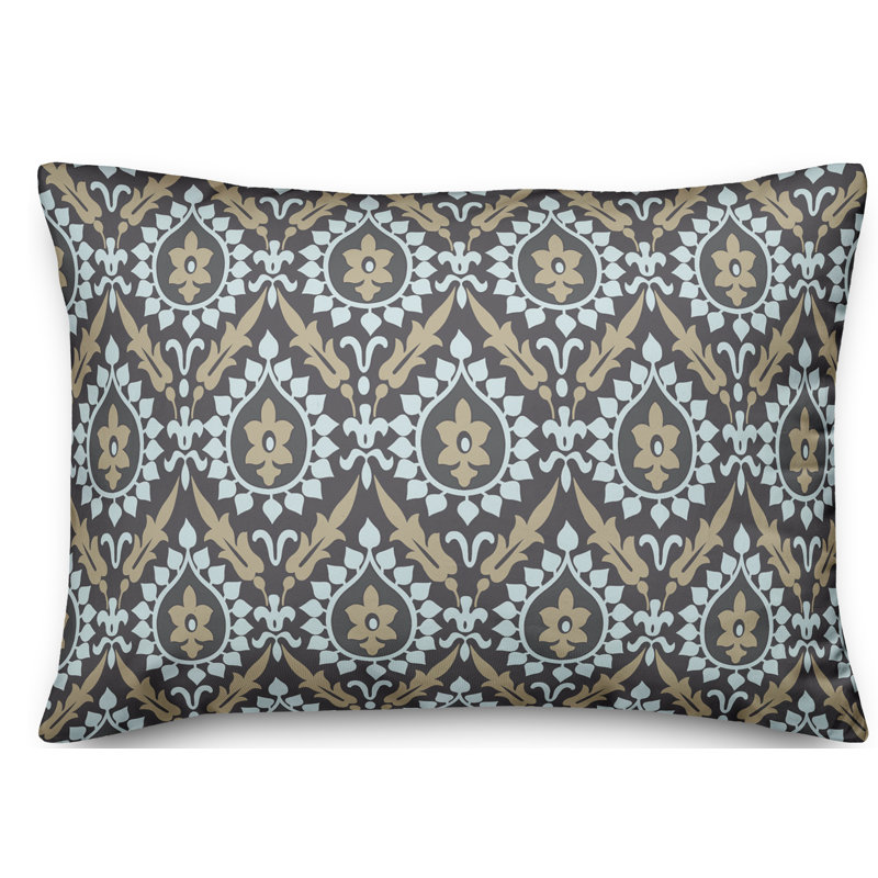 Housse et insert de coussin rectangulaire Ikat, Charbon / Gris