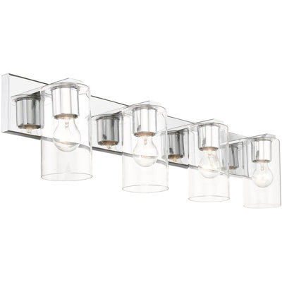 35.5 4-Light Vanity Fixture with Clear Glass Shade - Stylish Bathroom Lighting.