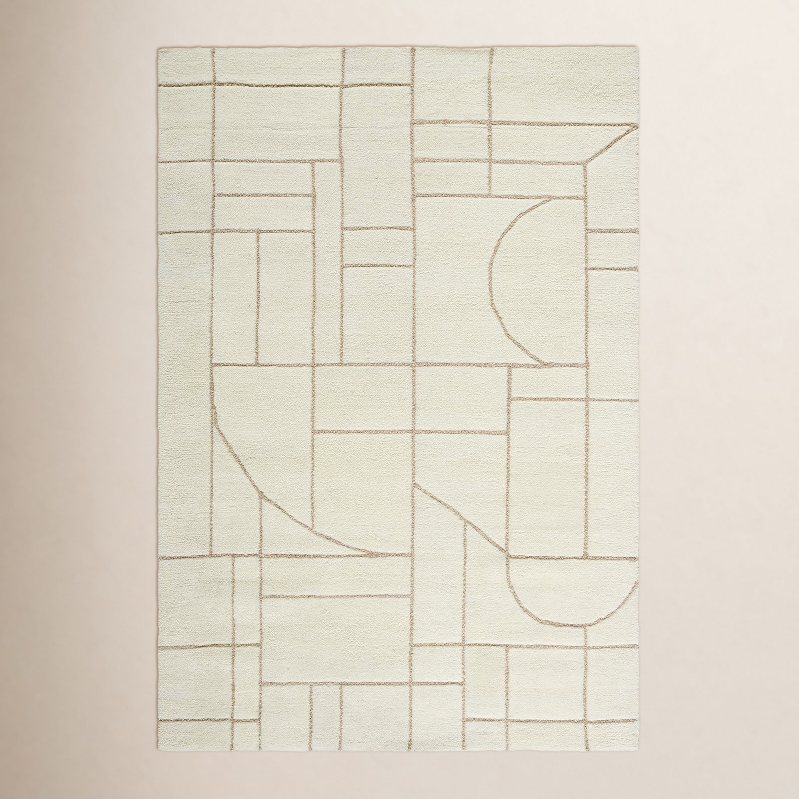 Lorette Hand Tufted Wool Cream Rug, Rectangle 5' x 7'6"