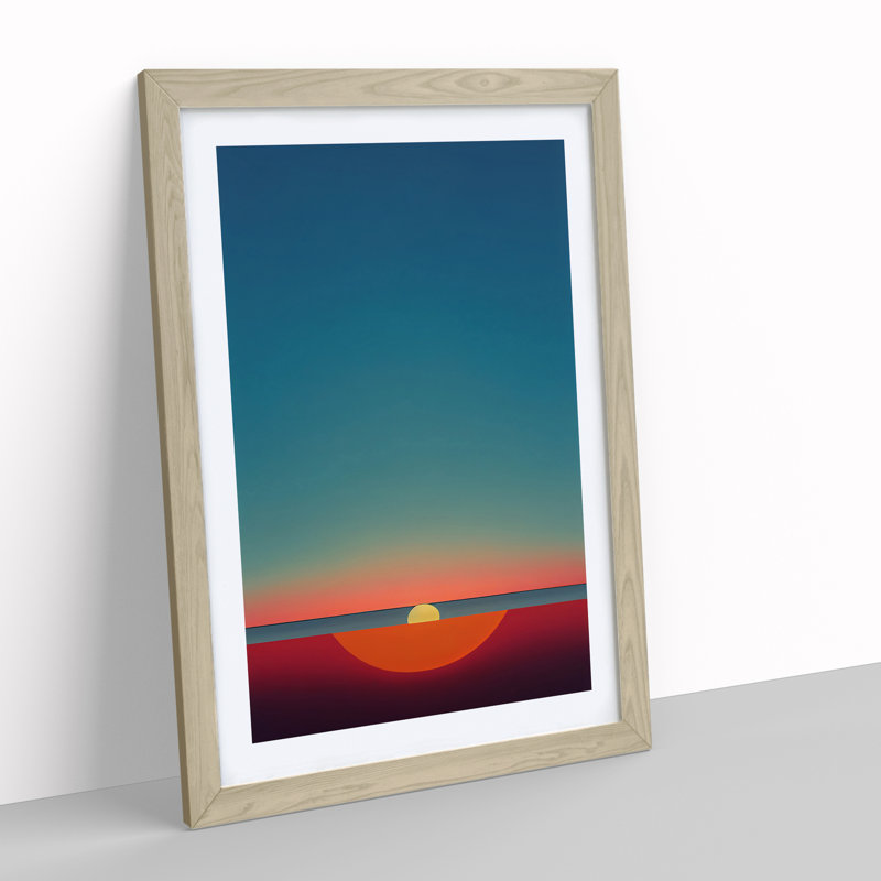 Unusual Abstract Sunset - Wall Art, 66cm H x 48cm W x 3cm D, Oak Picture Framed, White