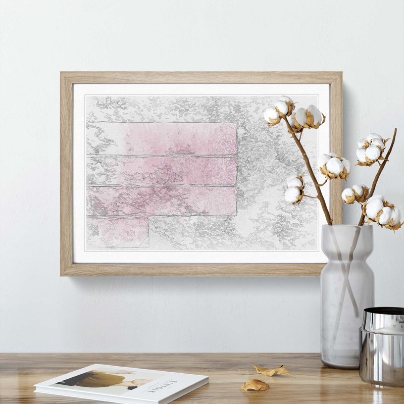 Stacked Bars in Abstract - Framed Print, 36cm H x 48cm W x 2cm D, Oak Framed