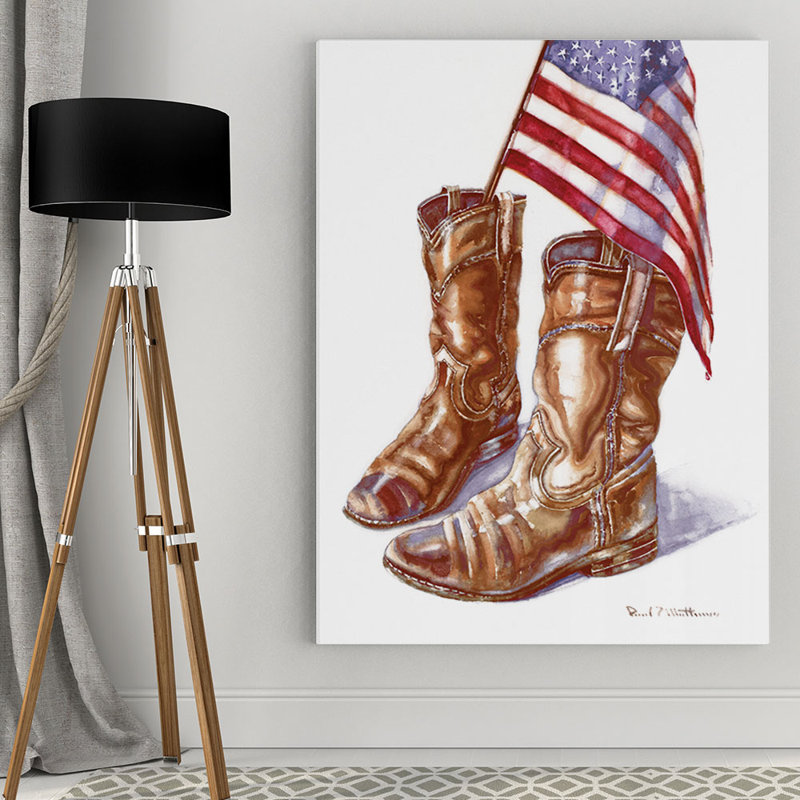 « cowboy bottes i » par paul mathenia, reproduction d’art sur toile tendue, H 36 po x l 48 po x P 1,5 po