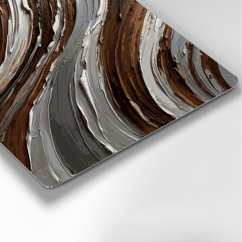 Art mural horizontal en métal rayé horizontal gris clair et noir, H 11 po x l 14 po