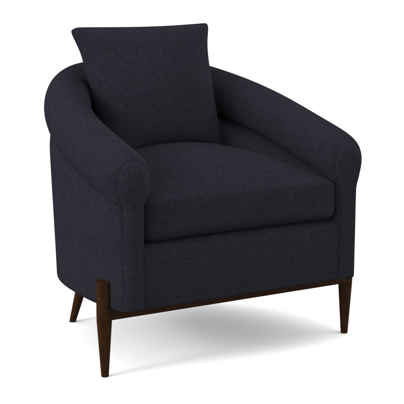 Chaise Jaxson, Noyer américain, 100% polyester bleu marine de Venise