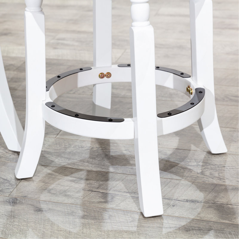 Tabouret 30 ", patiné, assise en tissu, Siège noir / cadre blanc