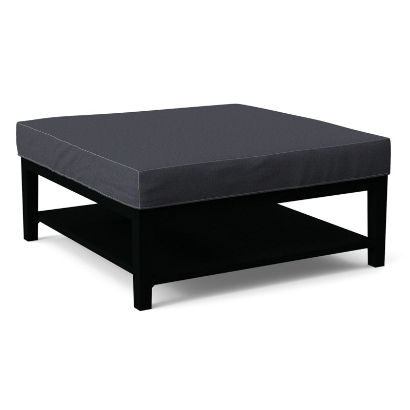 Hammond Square Ottoman, Green and Blue Stripe; 0252-54, Black Finish