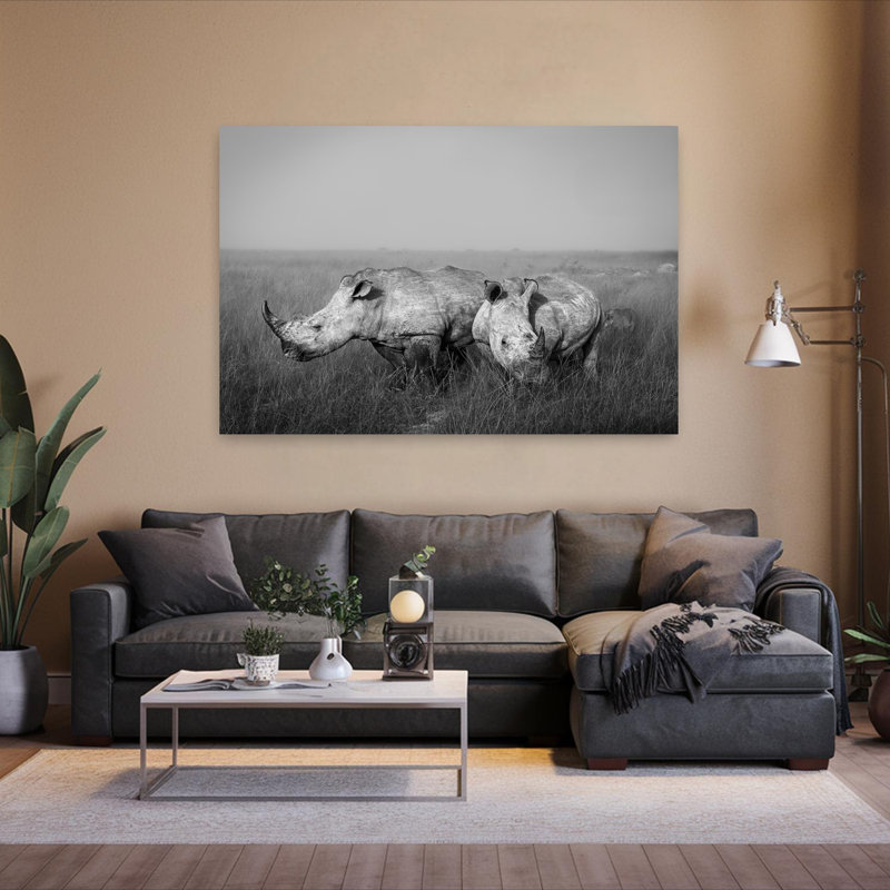 Rhinocéros abstrait, art mural contemporain, H 60 po x l 40 po