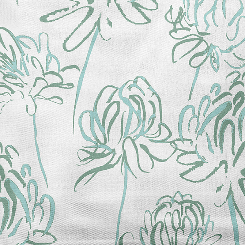 Green and White Floral Square Throw Pillow, 16" x 16"