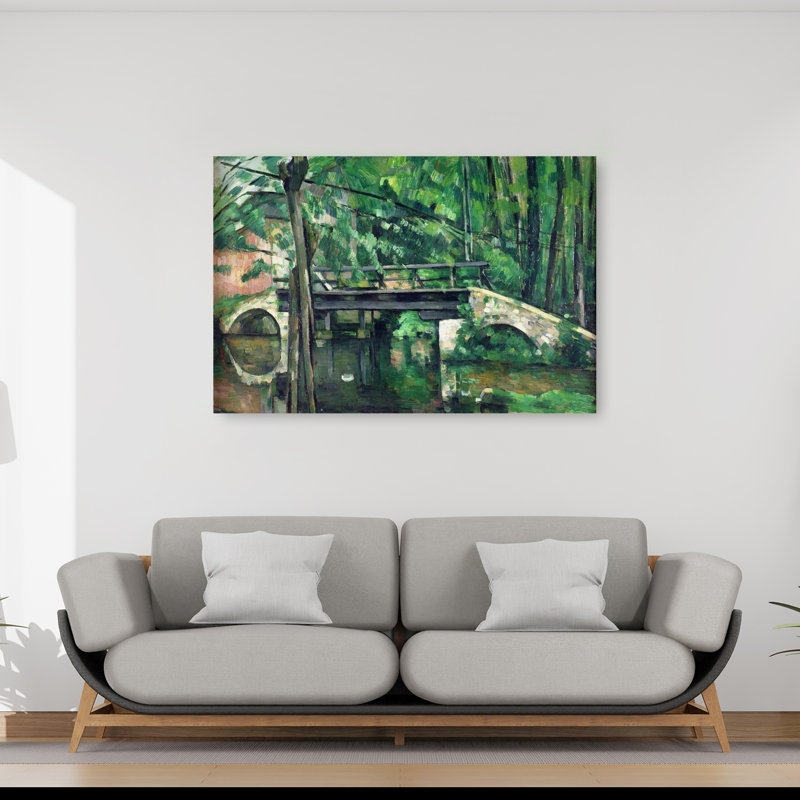 The Bridge At Maincy, Or The Bridge At Mennecy, Or The Little Bridge, C.1879 Abstract Contemporary Landscape Tree Wall Art Print by Paul Cezanne - Wrapped Canvas Print