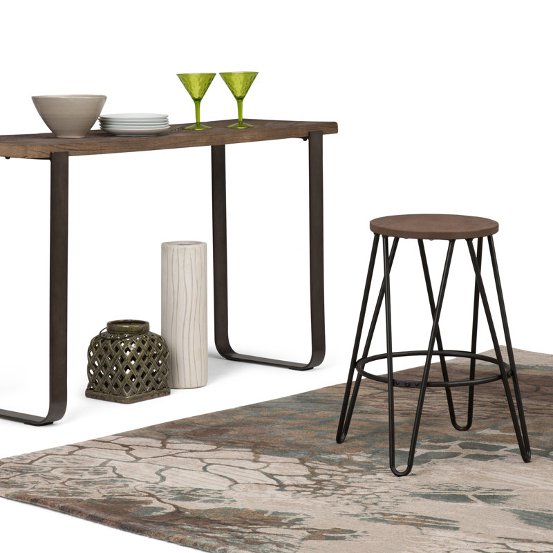 Simeon - 24" Metal Counter Height Stool With Wood Seat - Cocoa Brown / Black