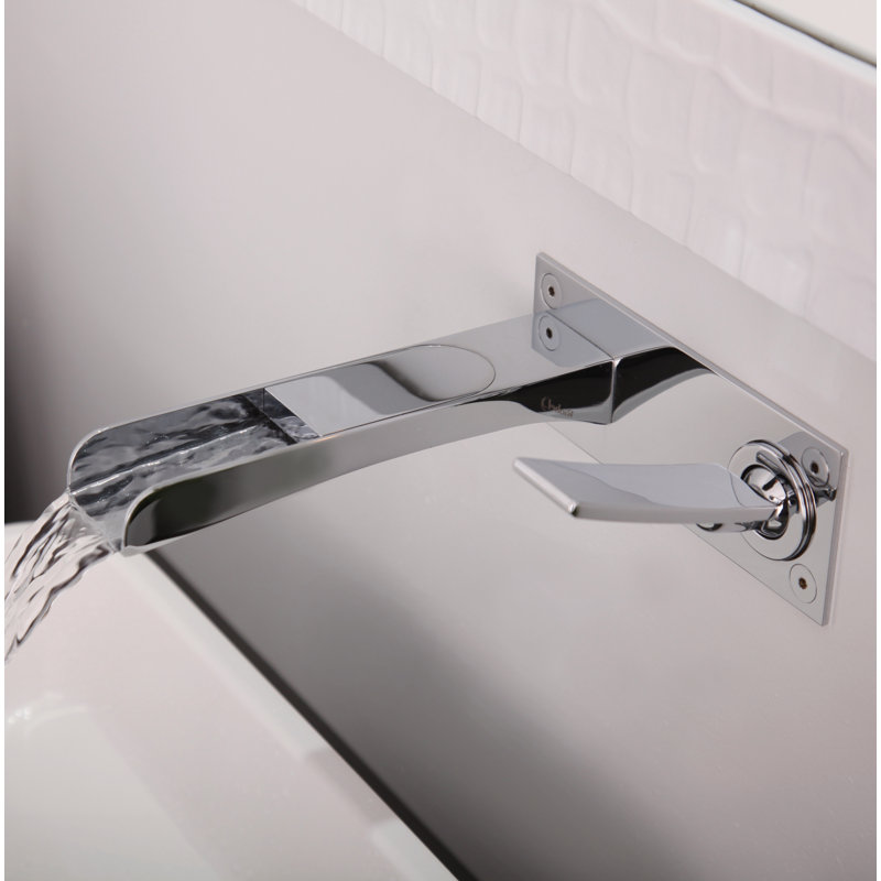 Zendo Chrome Wall Mount Modern Bathroom Faucet with Lever Handle
