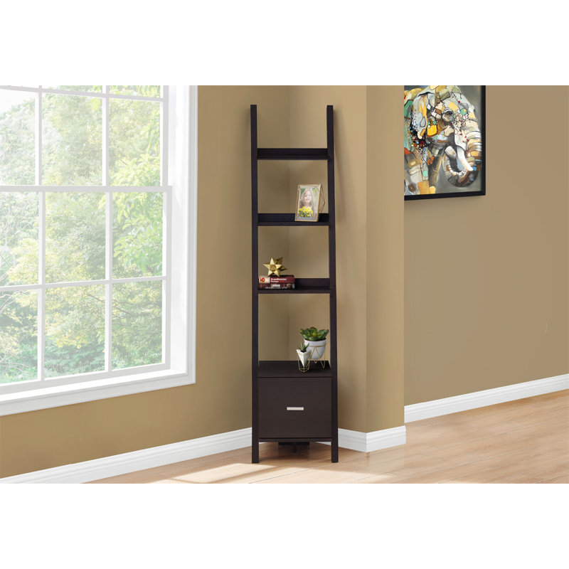 Bibliothèque Camas, bibliothèque, étagère, d'angle, échelle, H 69 po, bureau, chambre à coucher, stratifié, contemporain