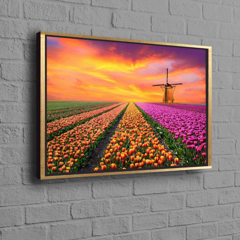 Print on Canvas, 50 cm H x 70 cm W, Framed Print without Mat, Gold
