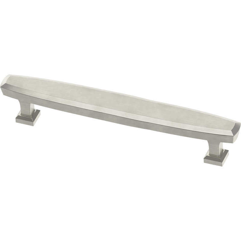 Beveled 5" Center to Center Bar pull, Satin Nickel, 5.06"