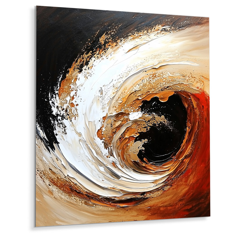 Abstract Gold And Red Cosmic Nebula II - Fractal Metal Wall Decor, Modern Metal Print, 32" H x 16" W x 0.84" D