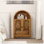 Armoire arquée sculptée à la main, armoire de rangement en bois massif avec tablette ouverte et 2 portes, grande armoire étroite pour le salon, la chambre à coucher et le vestibule